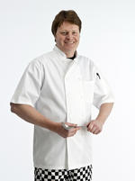 View Item Chefs Jacket Short Sleeve Poly Cotton with Pen Pocket (White)